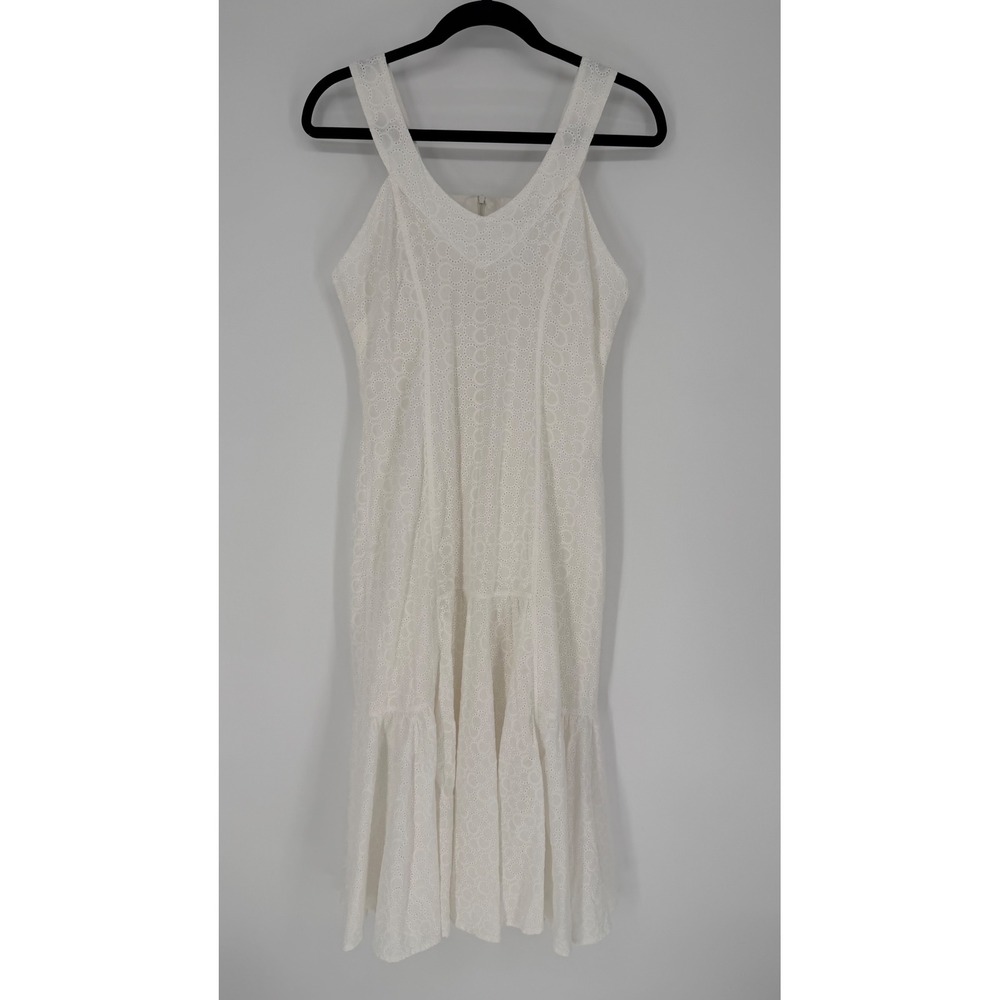 ENCOMENDA ESPECIAL WHITE EYELET MIDI DRESS P / SMALL VACATION RESORTWEAR DAINTY